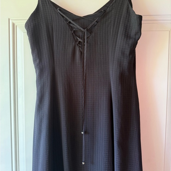 WHBM Black Lined Sheer Monochrome Gingham Pattern Maxi Dress - Picture 3 of 9